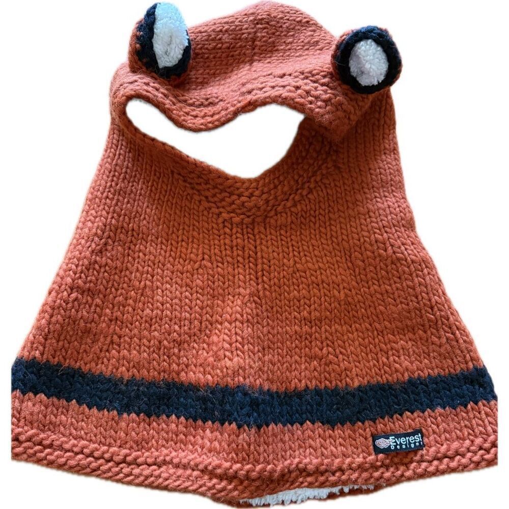 Everest Designs Fox Hat with Built in Scarf Wool Lining One Size